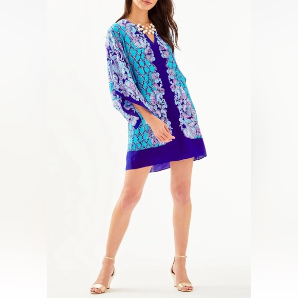 Lilly Pulitzer SHALYNN SILK CAFTAN Lapis Lazuli - Picture 5 of 9